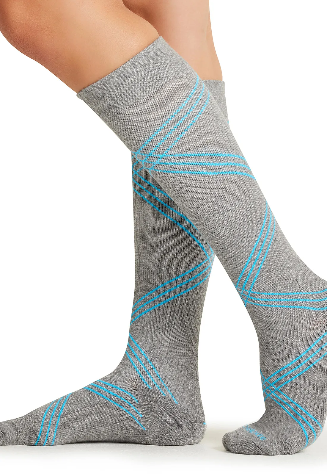 Legwear LXSUPPORT Knee High 15-20 mmHg Compression Socks Twisted Turquoise