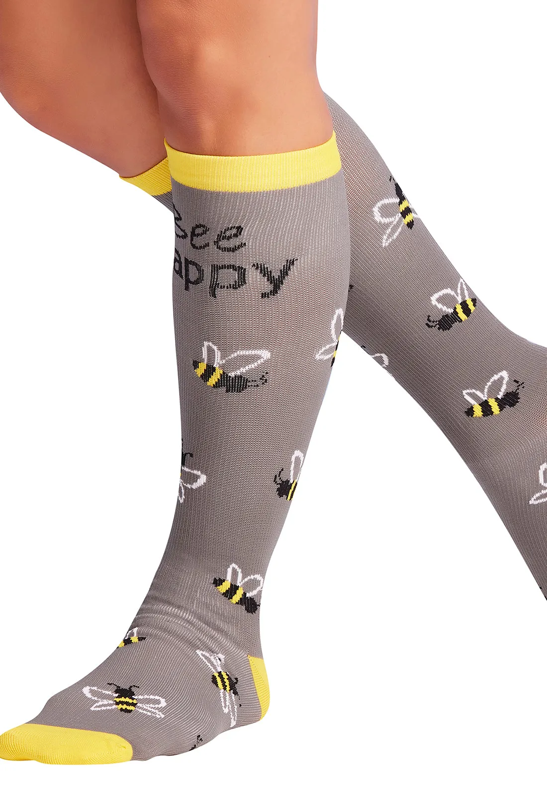 Legwear PRINTSUPPORT Women's 10-15mmHg Compression Socks Bee Happy