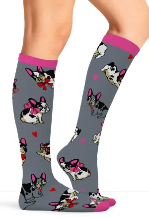 Legwear PRINTSUPPORT Women's 10-15mmHg Compression Socks Frenchie Kiss