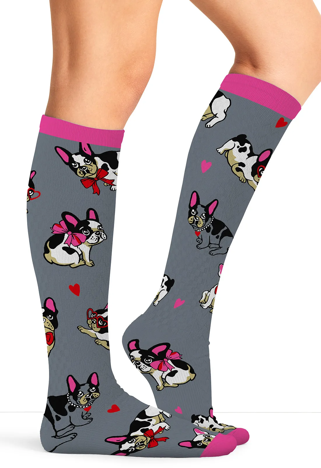 Legwear PRINTSUPPORT Women's 10-15mmHg Compression Socks Frenchie Kiss