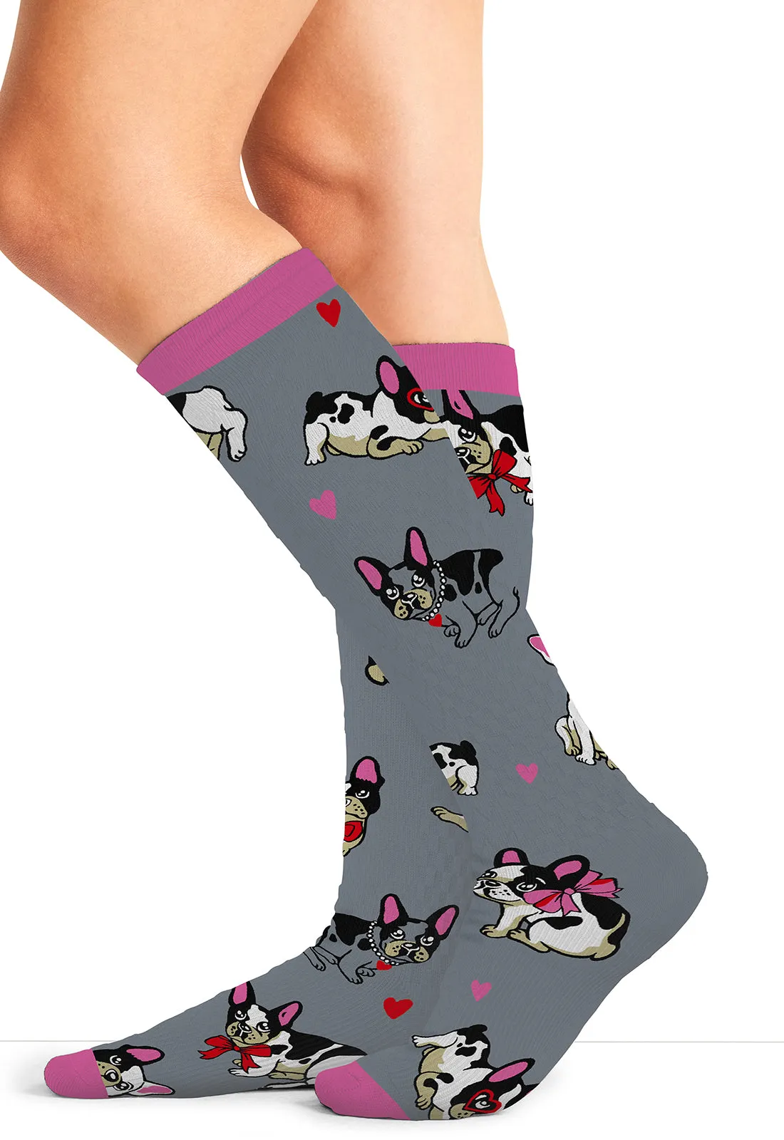Legwear PRINTSUPPORT Women's 10-15mmHg Compression Socks Frenchie Kiss