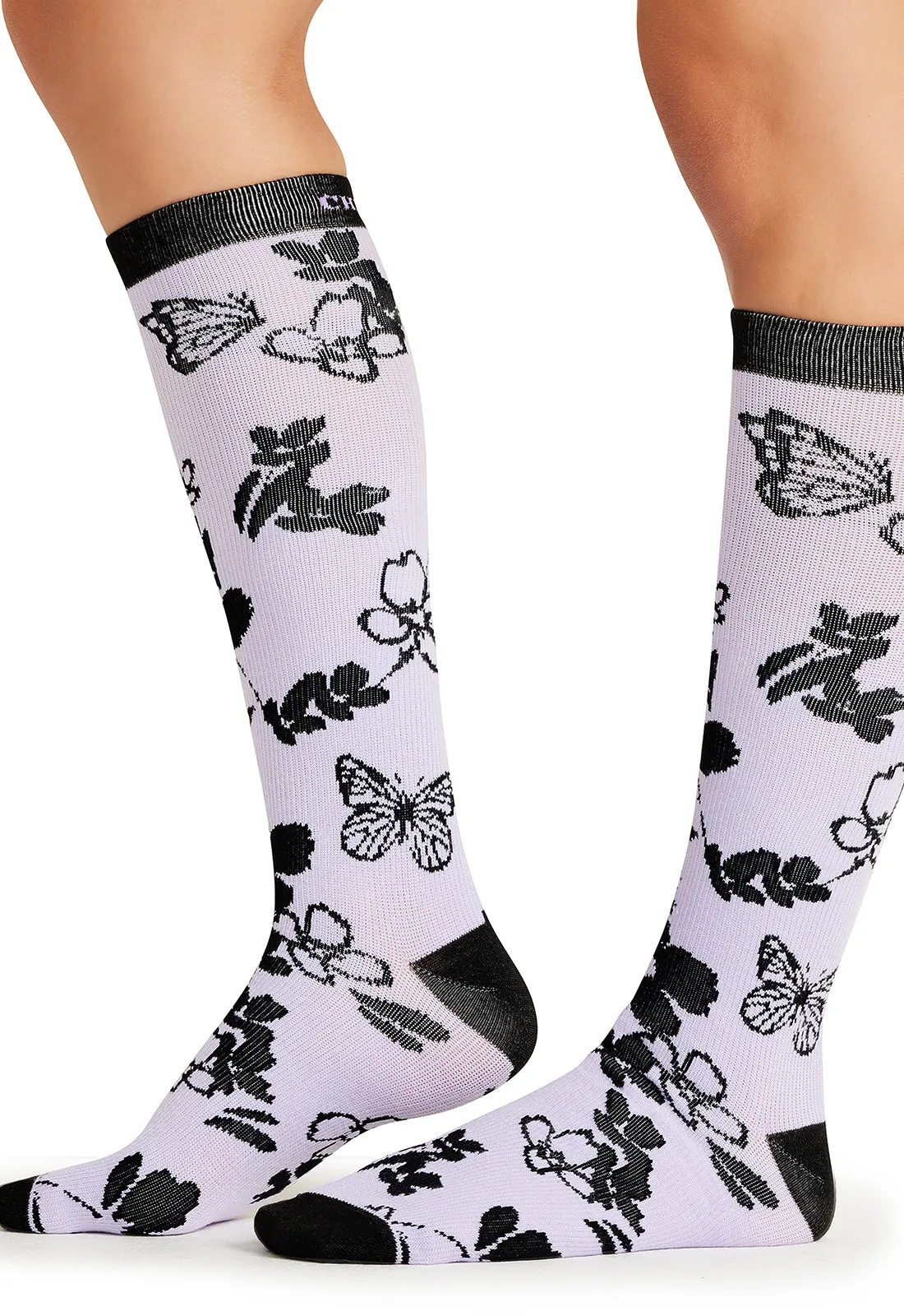 Legwear PRINTSUPPORT Women's 10-15mmHg Compression Socks Lavender Garden