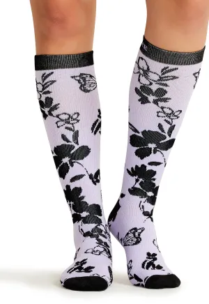 Legwear PRINTSUPPORT Women's 10-15mmHg Compression Socks Lavender Garden