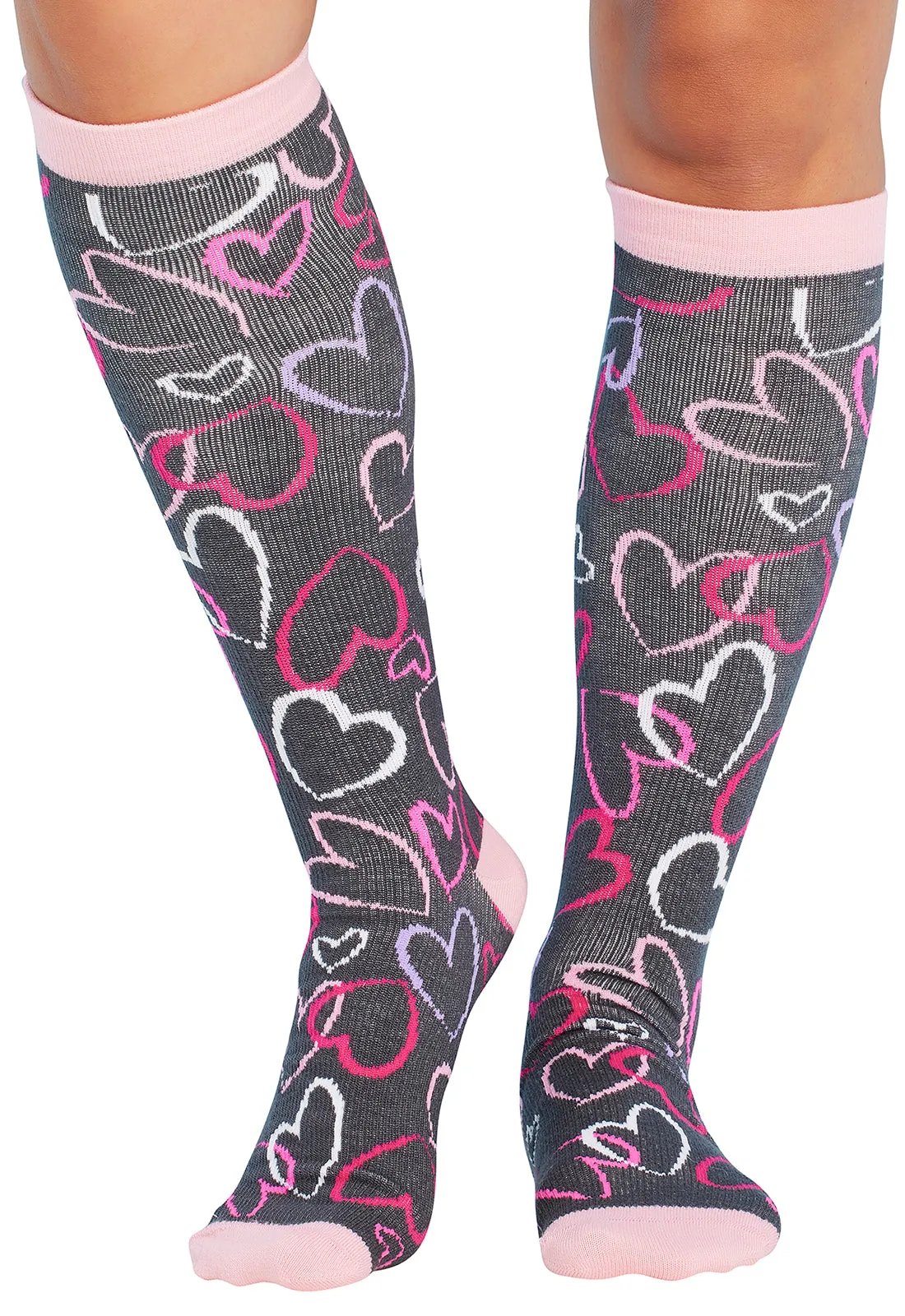Legwear PRINTSUPPORT Women's 10-15mmHg Compression Socks Sketch Hearts