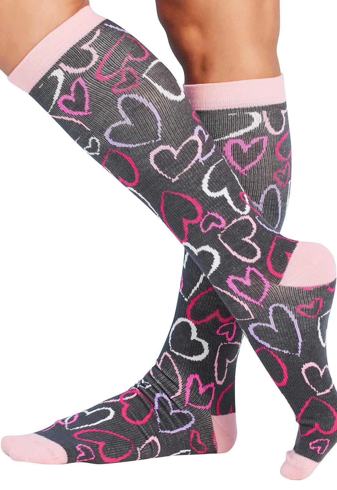Legwear PRINTSUPPORT Women's 10-15mmHg Compression Socks Sketch Hearts
