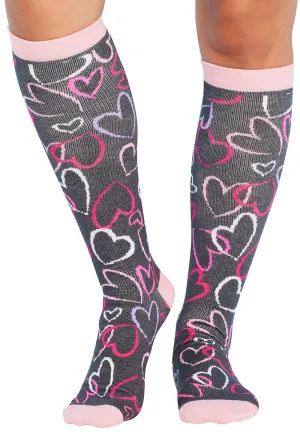 Legwear PRINTSUPPORT Women's 10-15mmHg Compression Socks Sketch Hearts