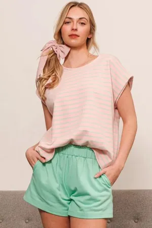 Lime 'N' Chili Striped Muscle Sleeve Top