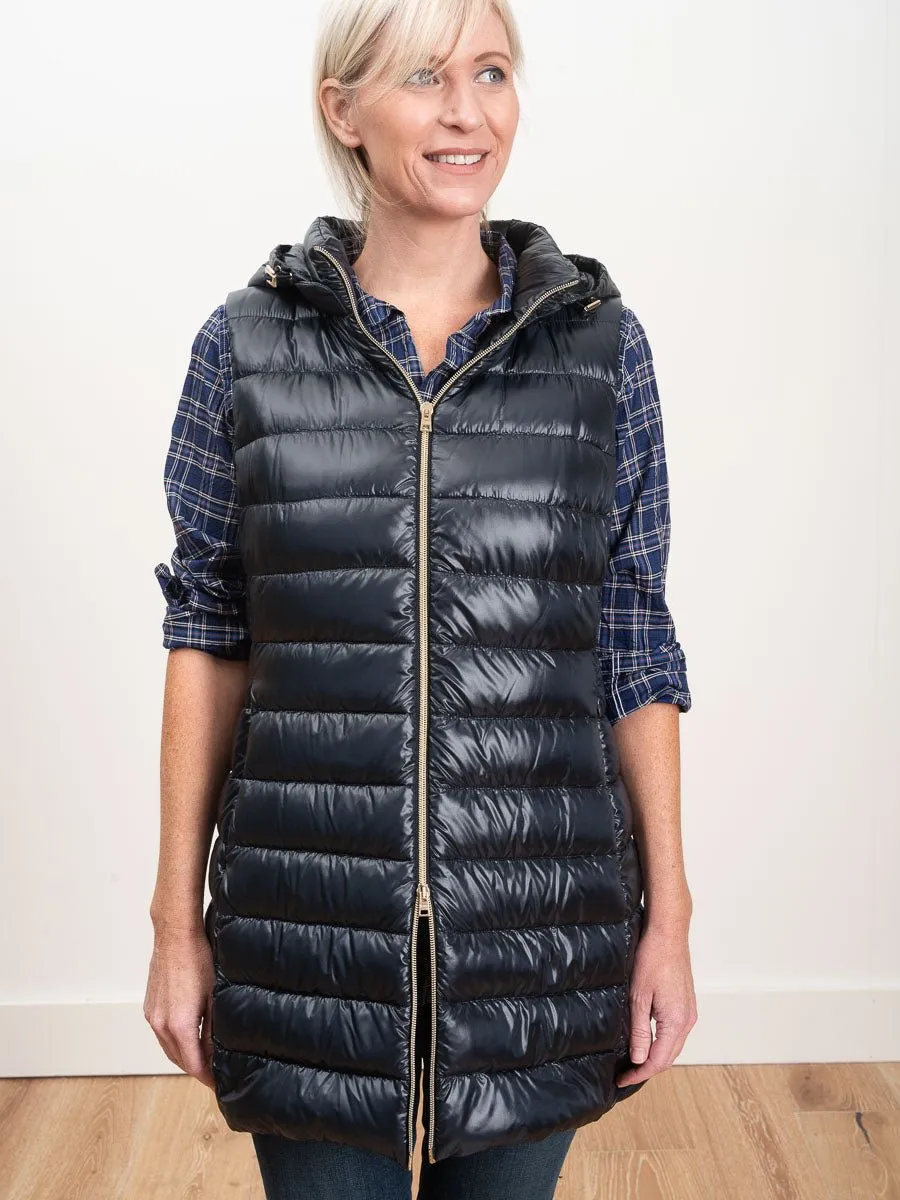 long vest with hood - navy