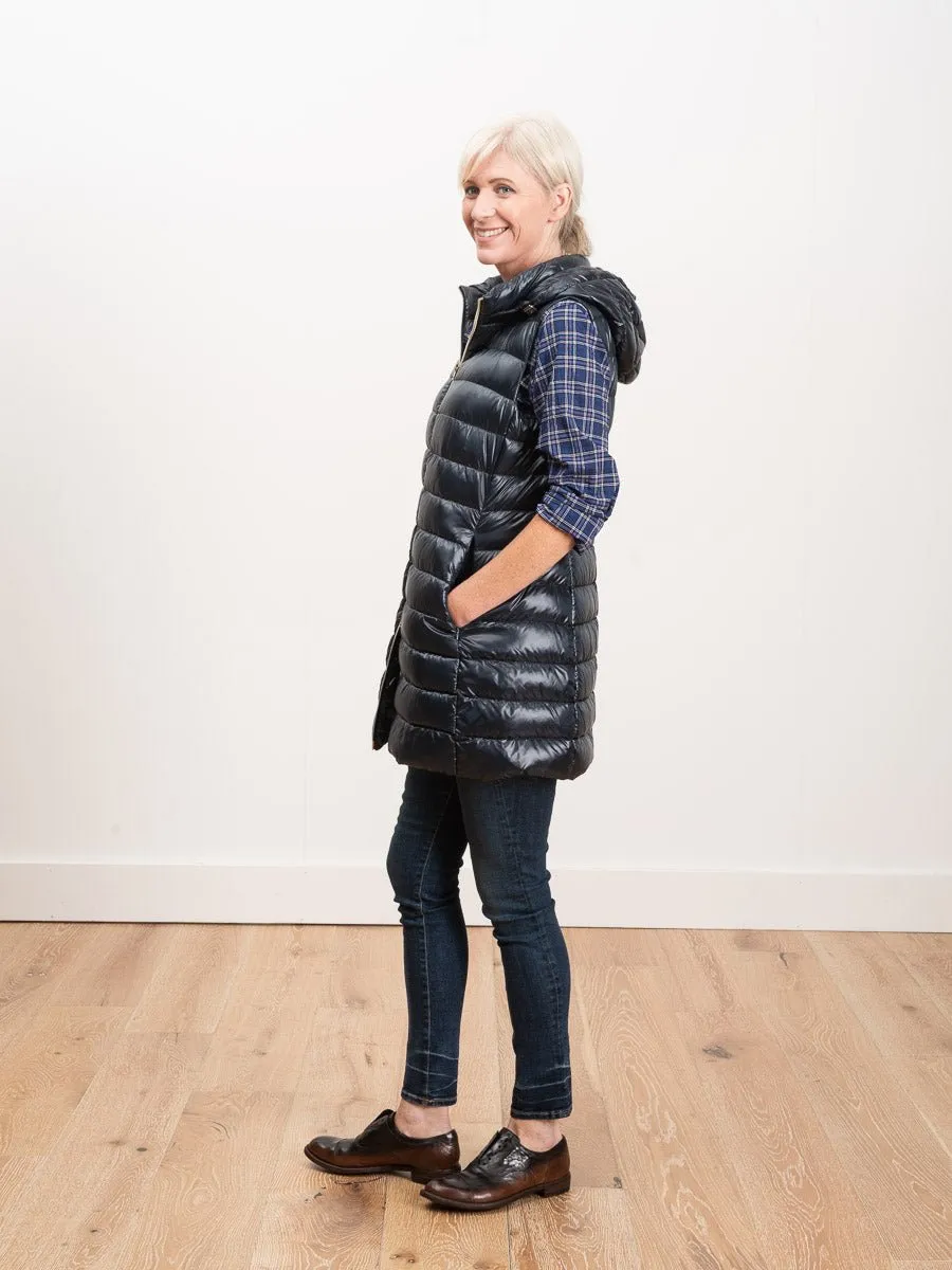 long vest with hood - navy