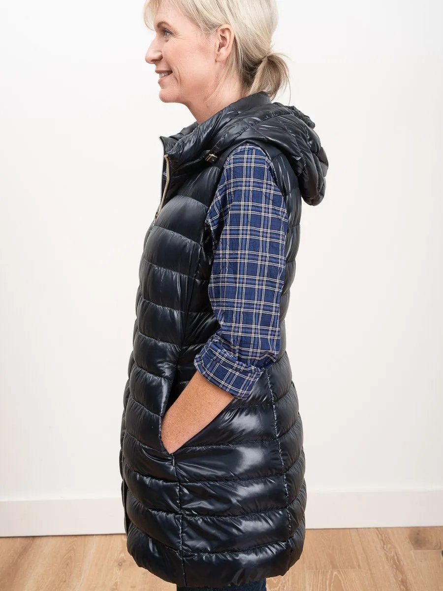 long vest with hood - navy