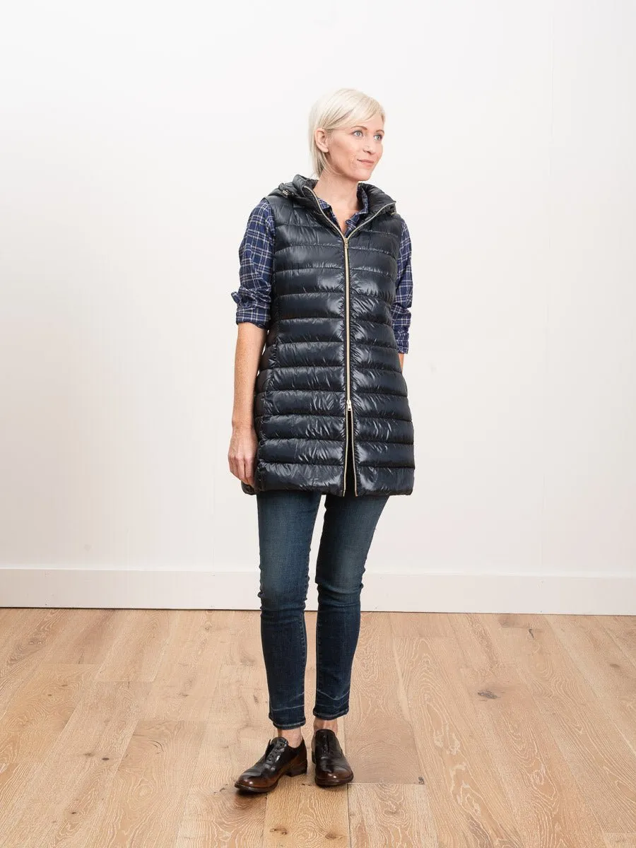 long vest with hood - navy