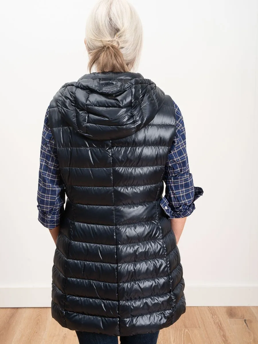 long vest with hood - navy
