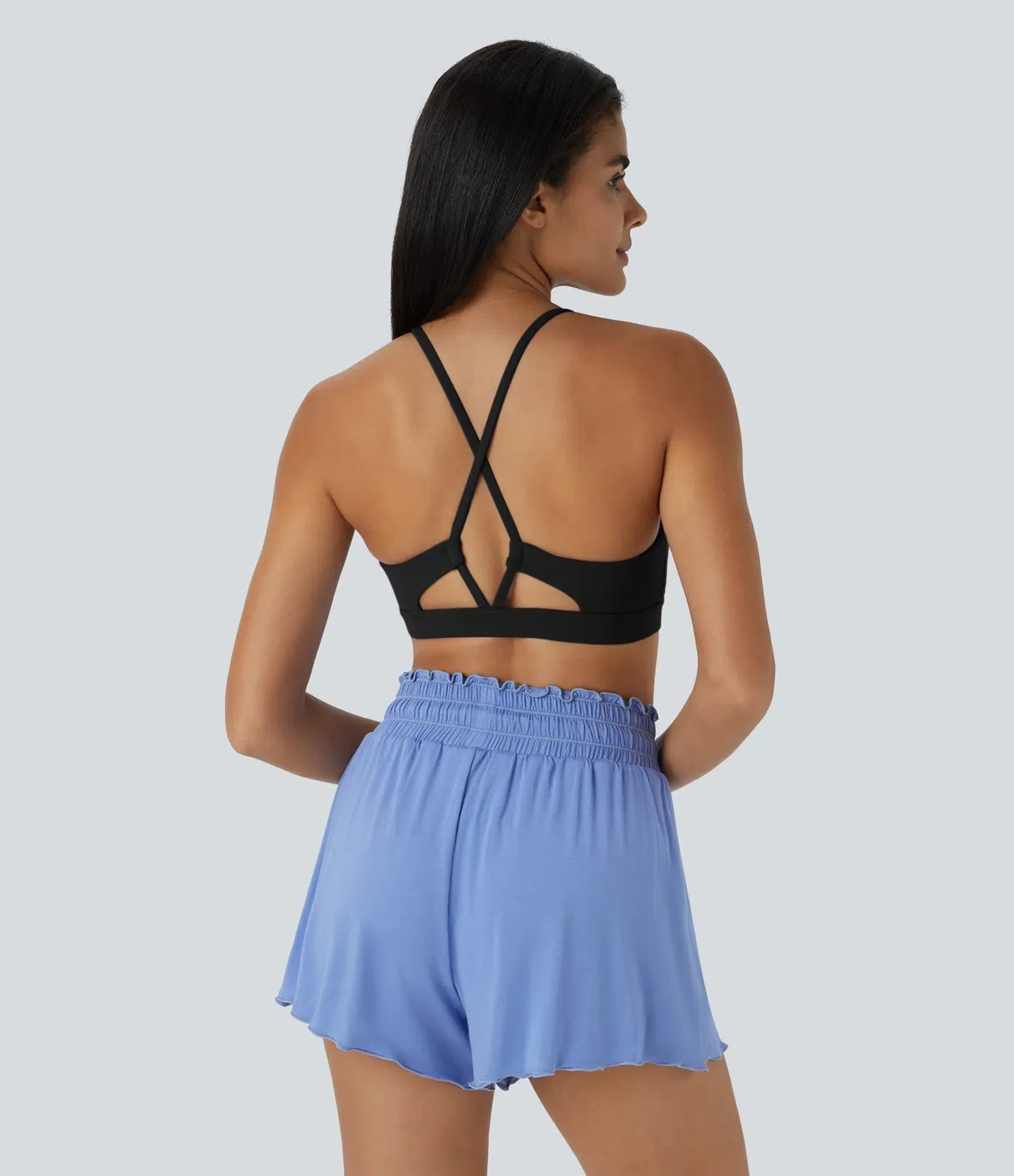 Low Support Spaghetti Strap Backless Crisscross Cut-Out Yoga Sports Bra – Lightweight & Stylish