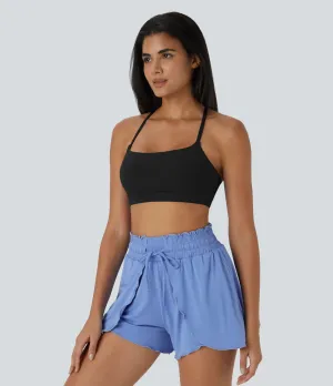 Low Support Spaghetti Strap Backless Crisscross Cut-Out Yoga Sports Bra – Lightweight & Stylish