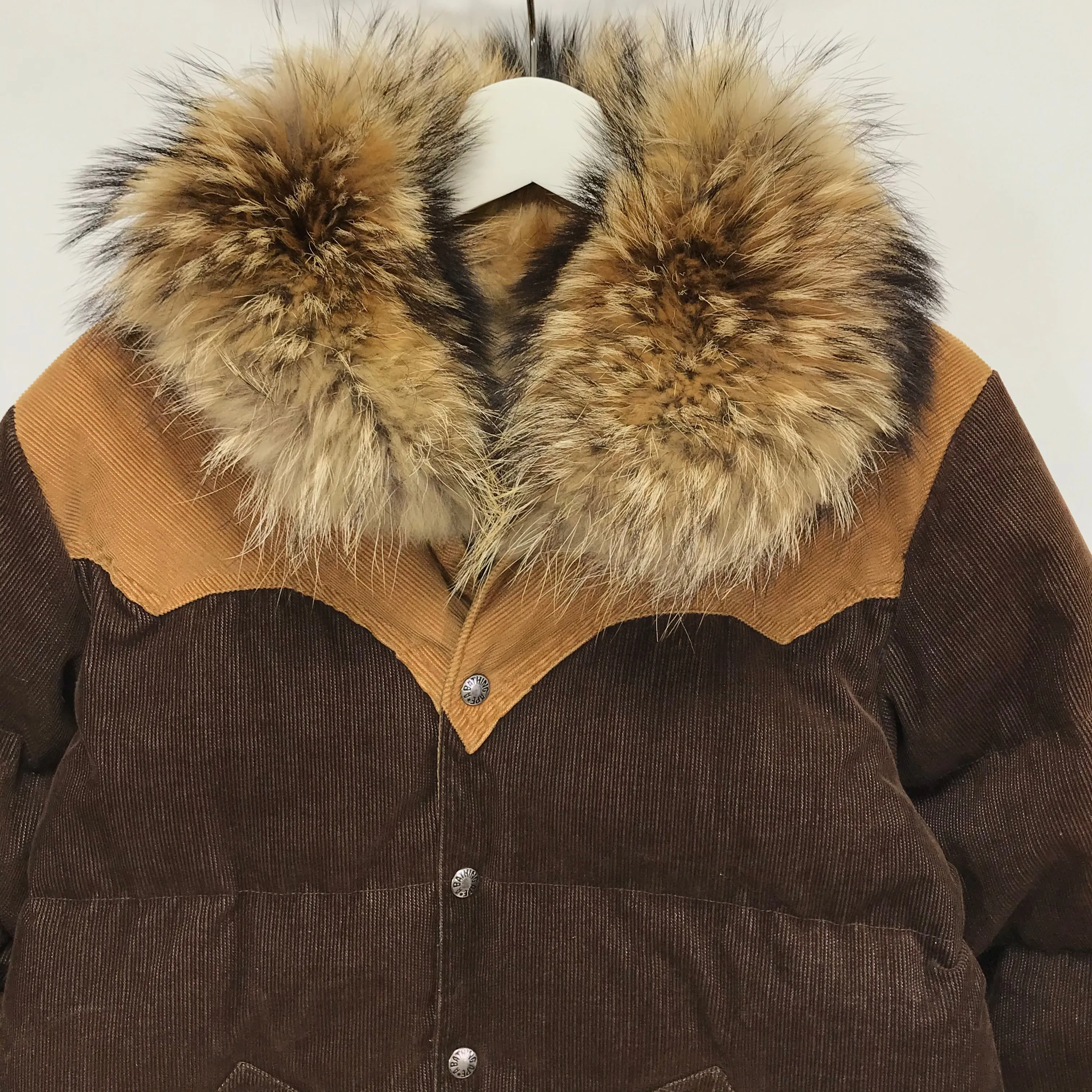 [M] A Bathing Ape Bape Fur Collar Corduroy Down Jacket