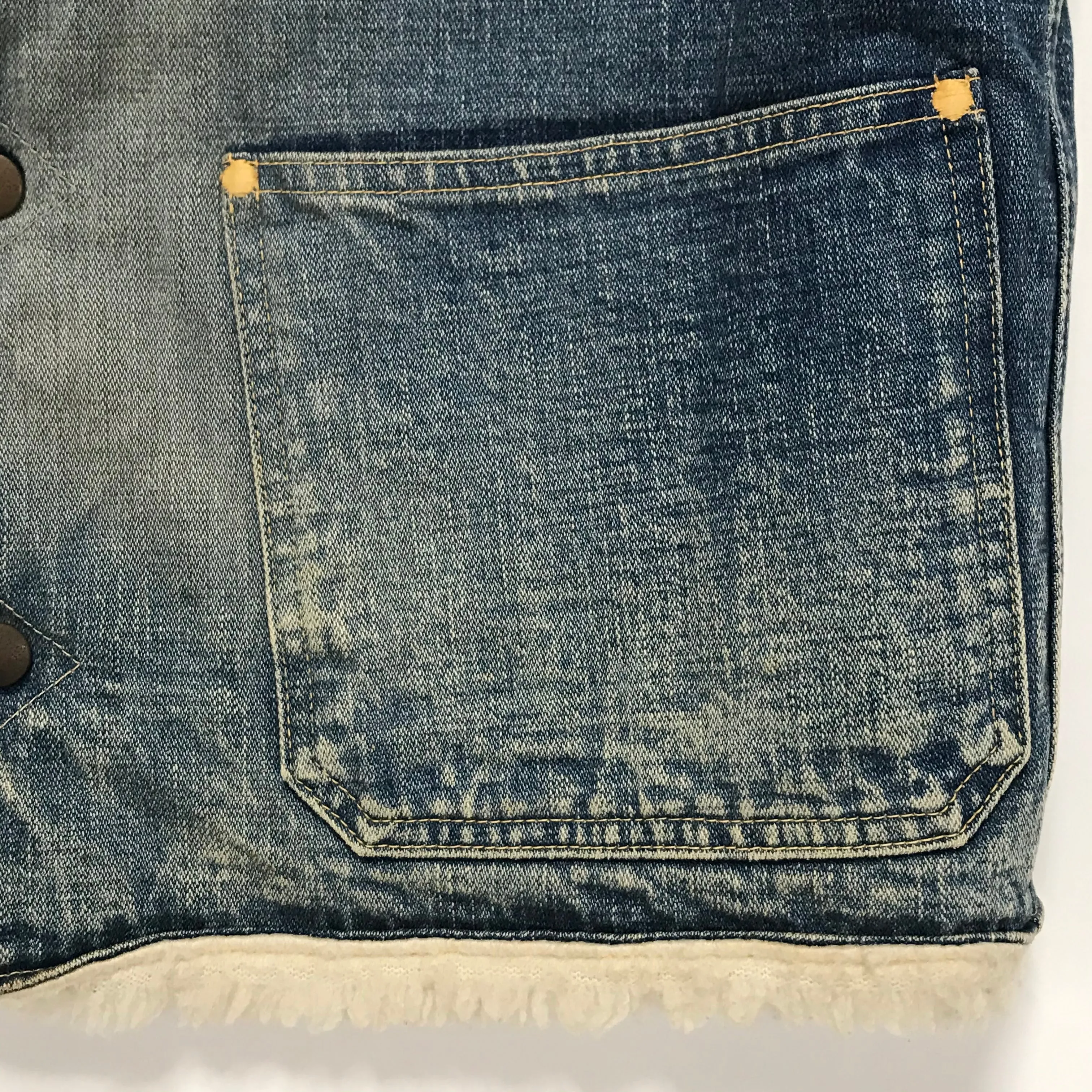 [M] Kapital Okayama Distressed Denim Boa Fleece Vest
