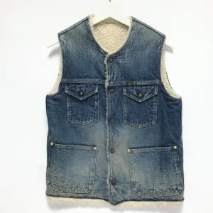[M] Kapital Okayama Distressed Denim Boa Fleece Vest
