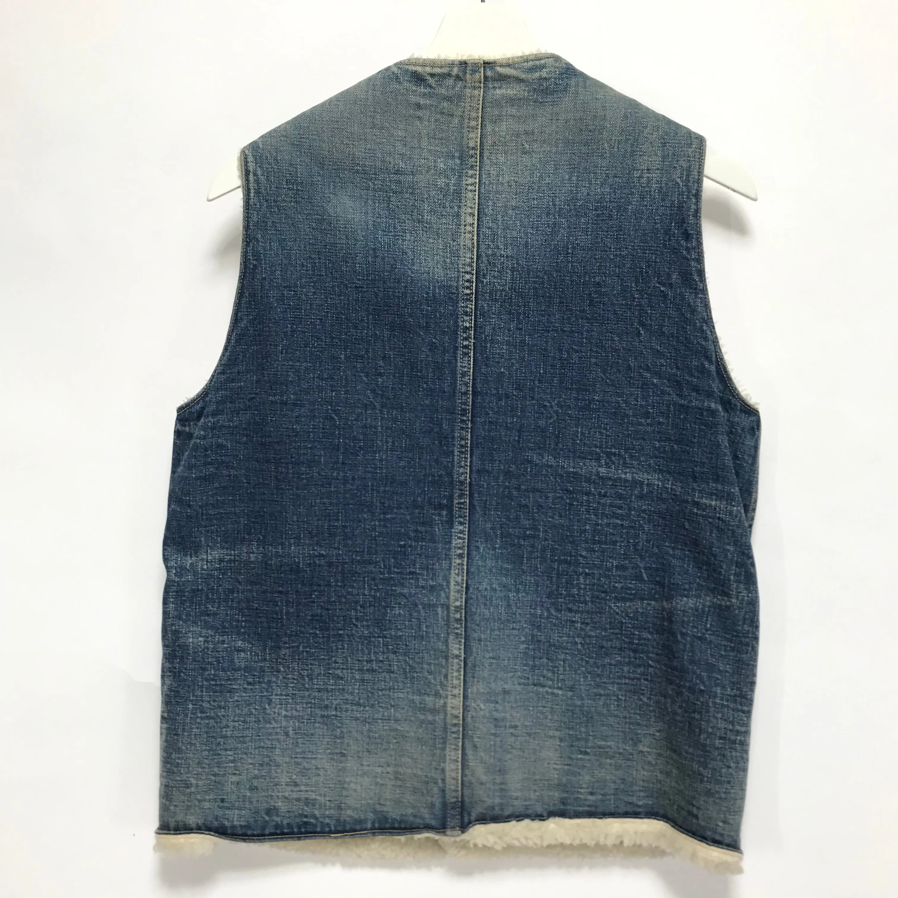 [M] Kapital Okayama Distressed Denim Boa Fleece Vest