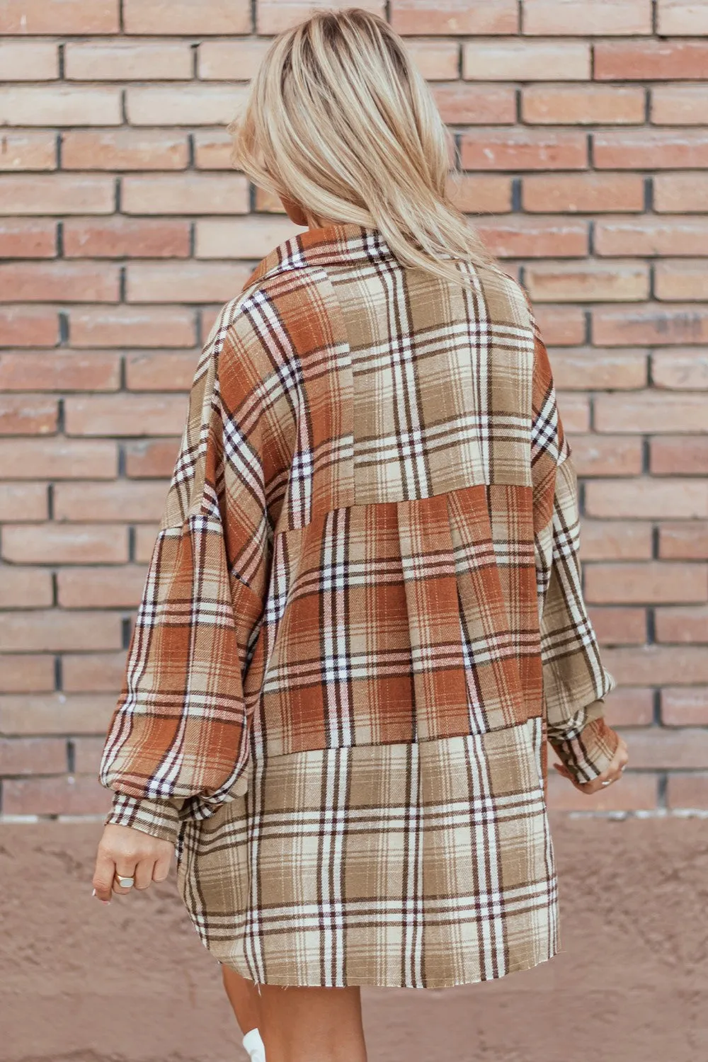 Maple Plaid Snap Down Dropped Shoulder Shacket
