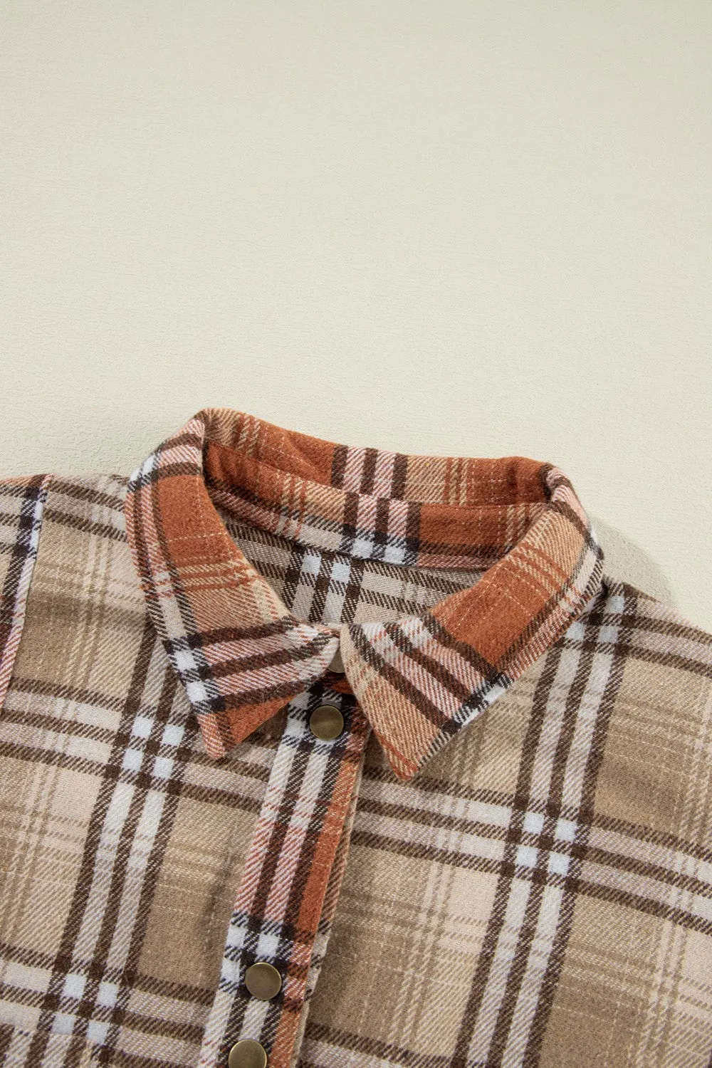 Maple Plaid Snap Down Dropped Shoulder Shacket