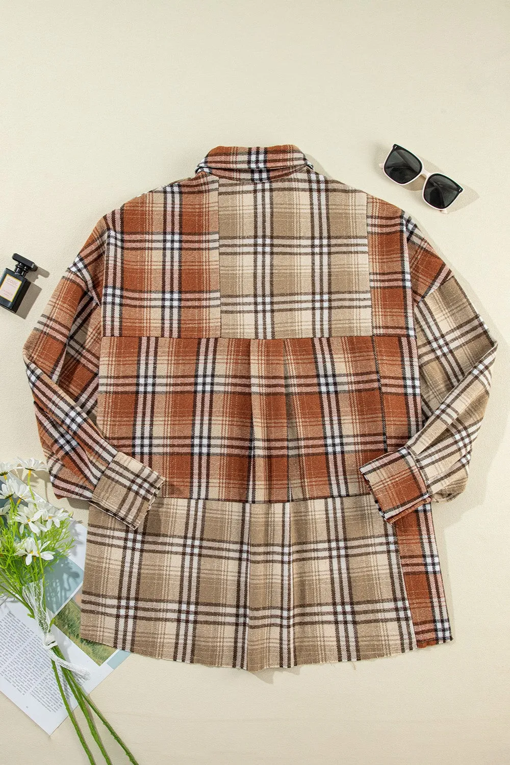 Maple Plaid Snap Down Dropped Shoulder Shacket