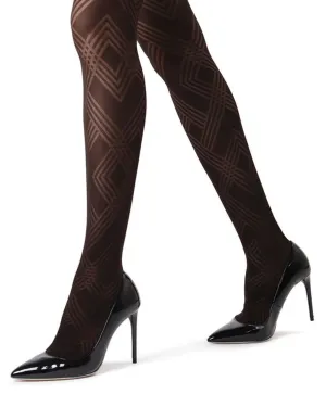 Memoi Geometric Pattern Opaque Tights - Mo-331