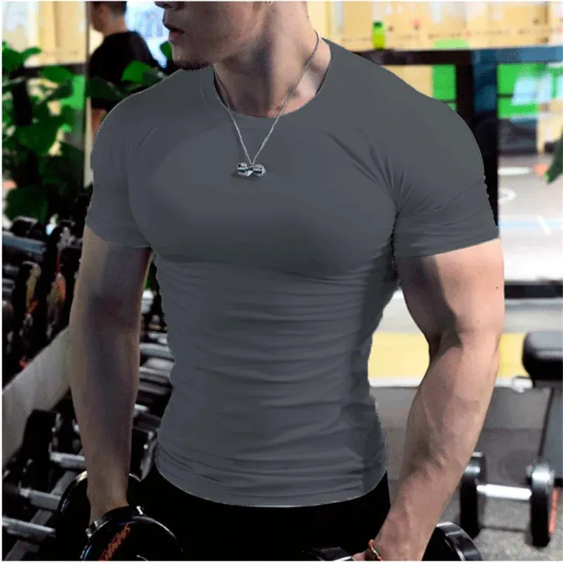 Men Compression Fitness Shirts Short Sleeve