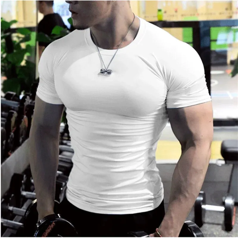 Men Compression Fitness Shirts Short Sleeve