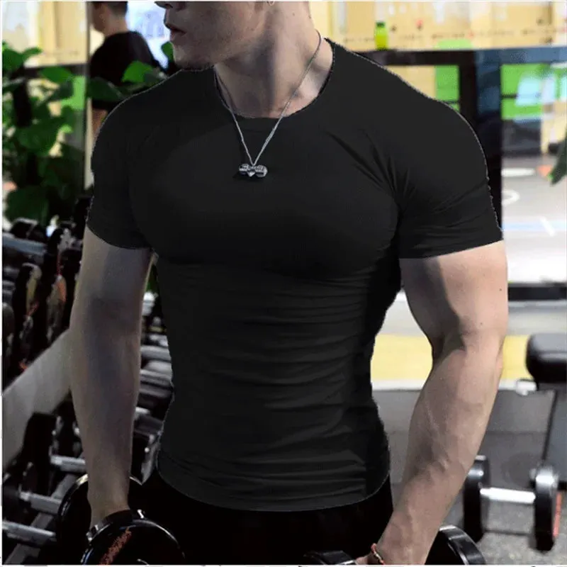 Men Compression Fitness Shirts Short Sleeve