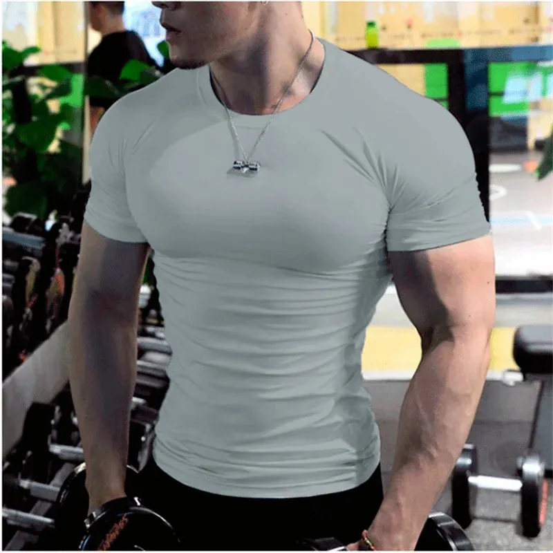 Men Compression Fitness Shirts Short Sleeve