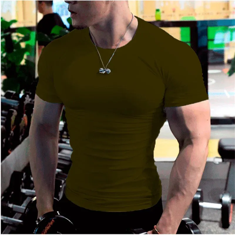 Men Compression Fitness Shirts Short Sleeve