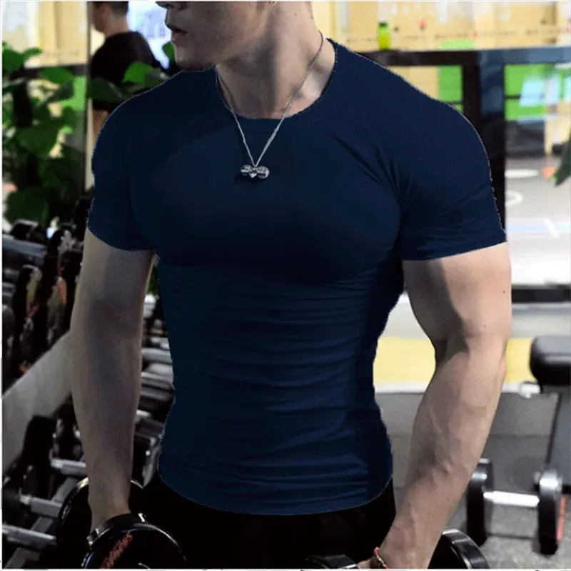 Men Compression Fitness Shirts Short Sleeve