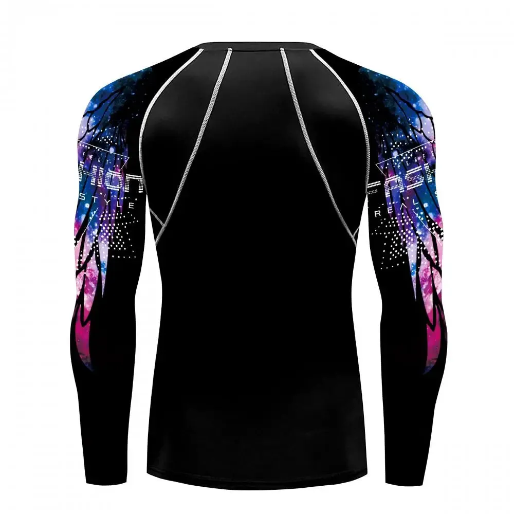 Men's Compression Shirt with Wing Graphics | Long Sleeve Quick-Dry Workout Top