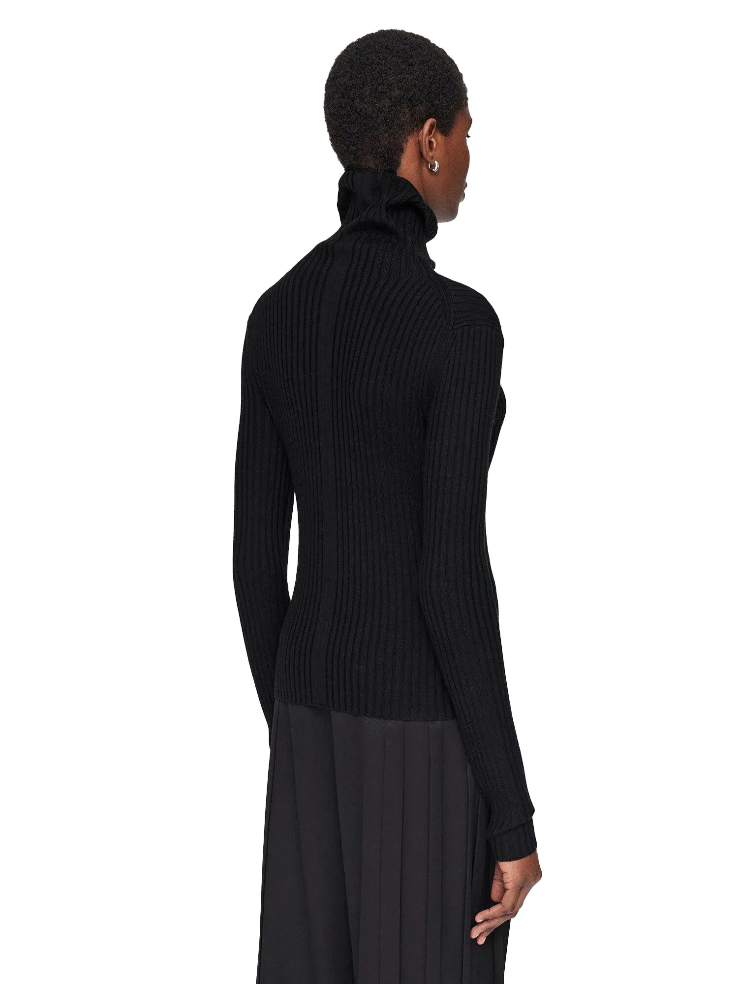 Merino Silk Rib High Neck Jumper