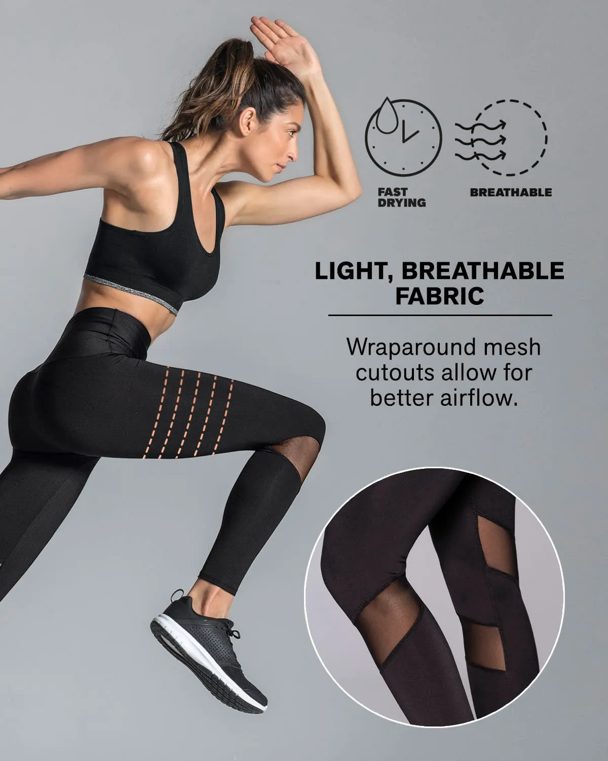 Mid-Rise Mesh Cutout Shaper Legging