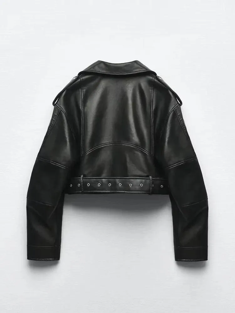 Motorcycle Leather Short Jacket