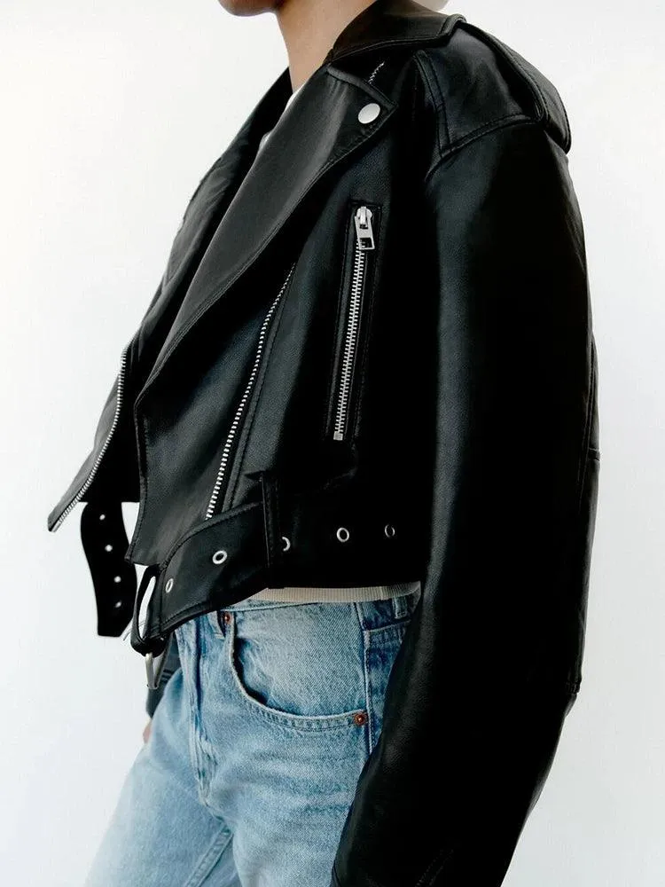 Motorcycle Leather Short Jacket