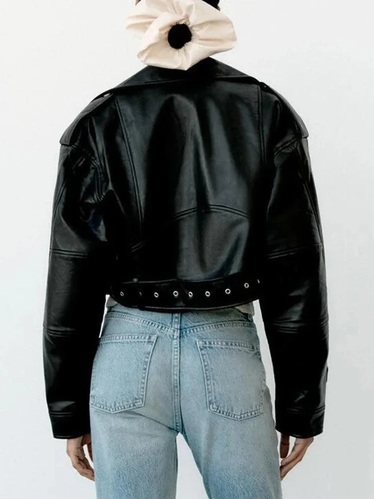 Motorcycle Leather Short Jacket