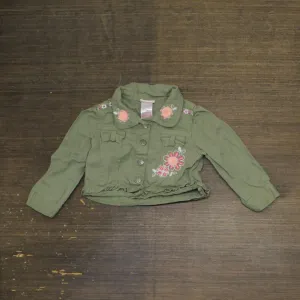 Nannette Kids Infant Baby Embroidered Button Up Jean Jacket Green 24M