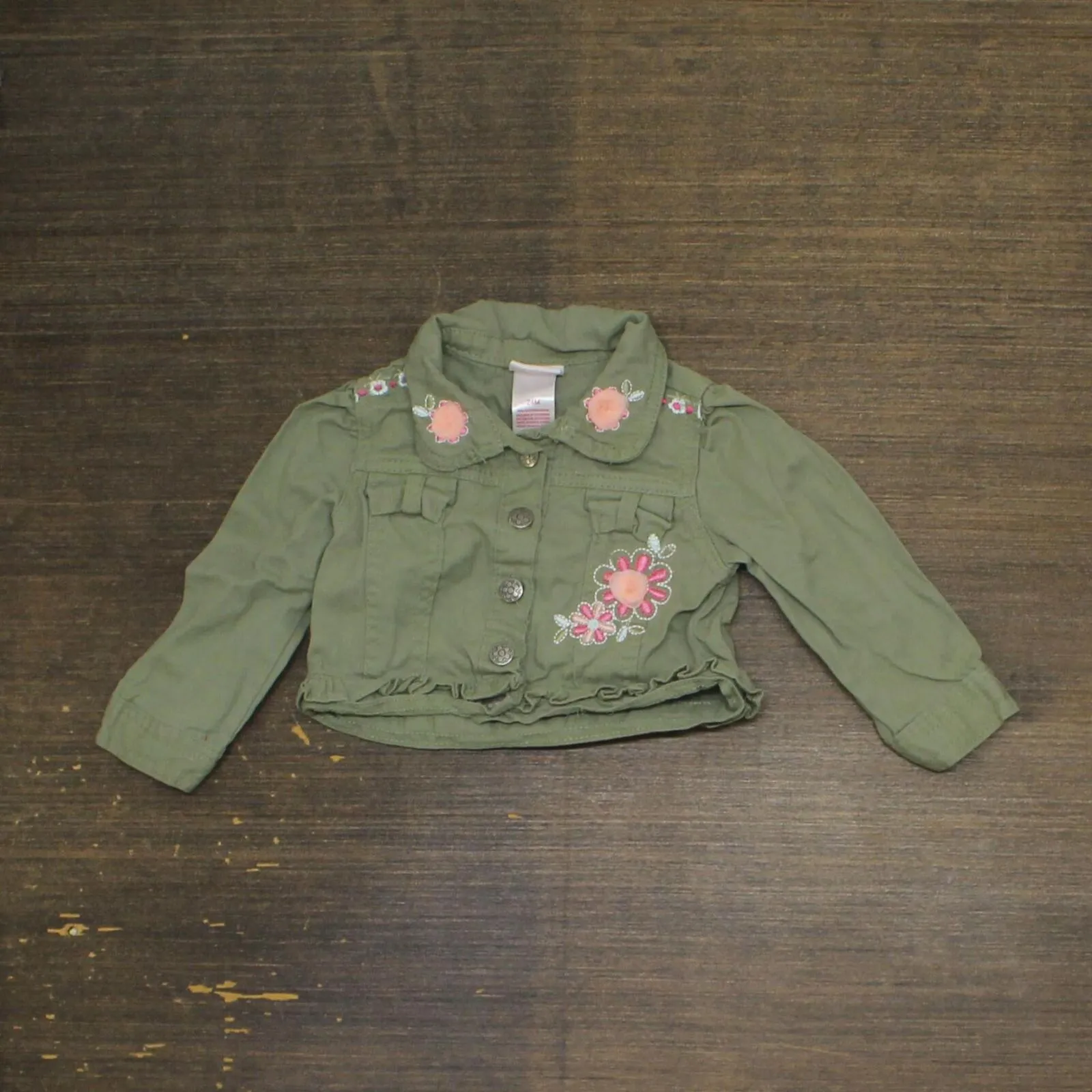 Nannette Kids Infant Baby Embroidered Button Up Jean Jacket Green 24M