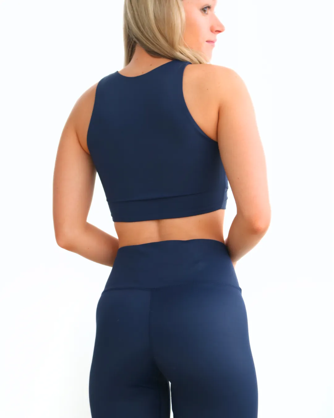Navy Crewneck Sports Bra UPF 50 