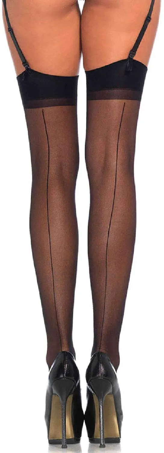 New in package! Leg Avenue Women's Sheer Stockings with Back Seam, Black, One size Fits 90-165 Lbs!