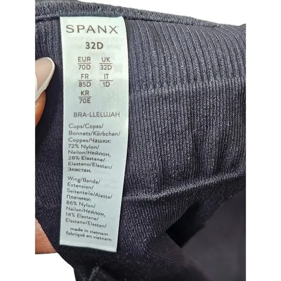 New with Tags Spanx Bra-llelujah!® Lightly Lined Wireless Bra SZ 32D in Black