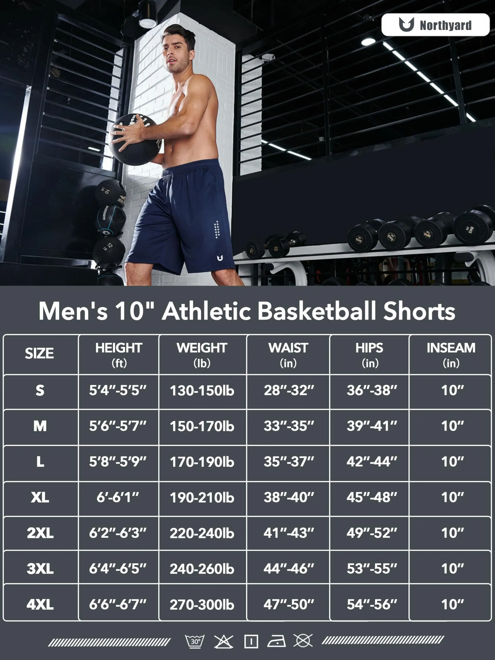 NORTHYARD Men's 10" Athletic Basketball Shorts Workout Gym Quick Dry Shorts Lightweight Mesh Training Shorts for Men Exercise Navy