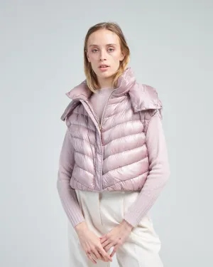 nylon ultralight chevron cropped hooded vest