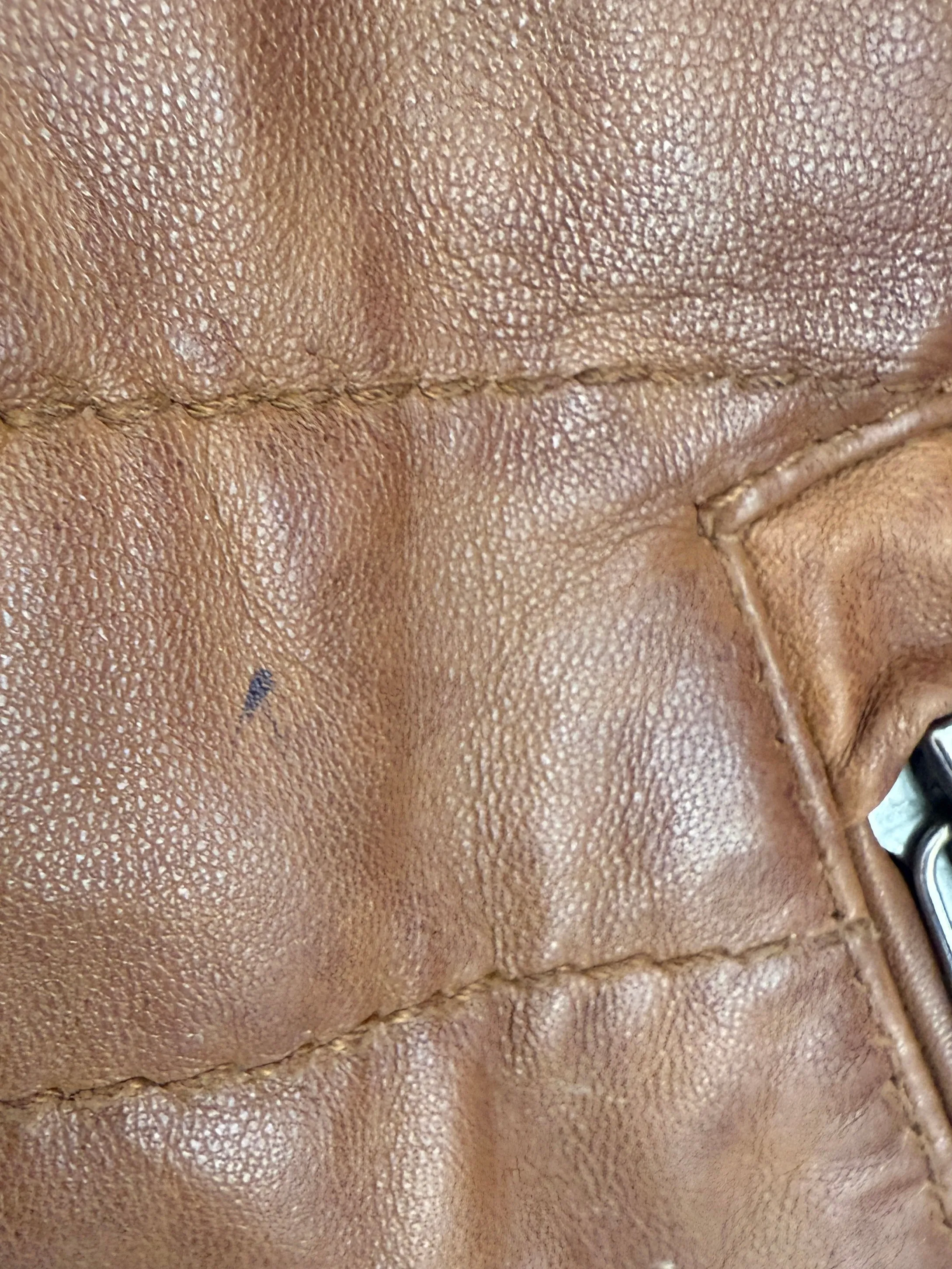 OAKWOOD Leather Down Jacket - Cognac SzS