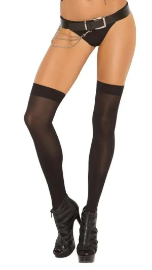 Opaque Black or White Nylon Thigh High Stockings