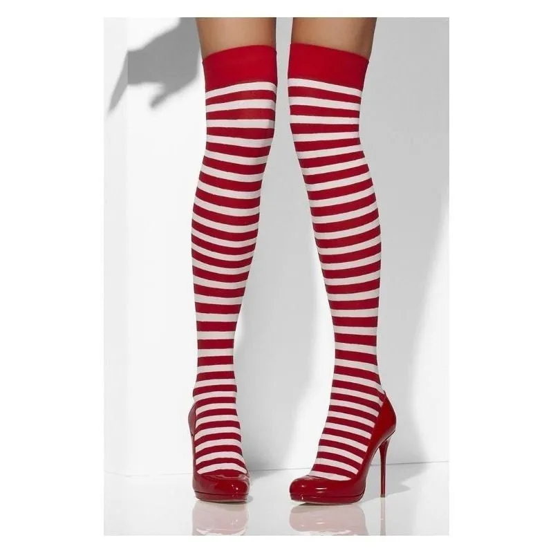 Opaque Hold Ups Adult Red Whte 42768