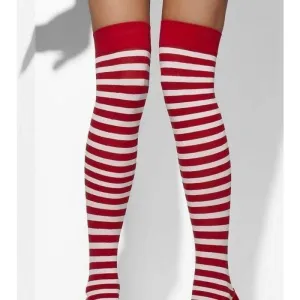 Opaque Hold Ups Adult Red Whte 42768