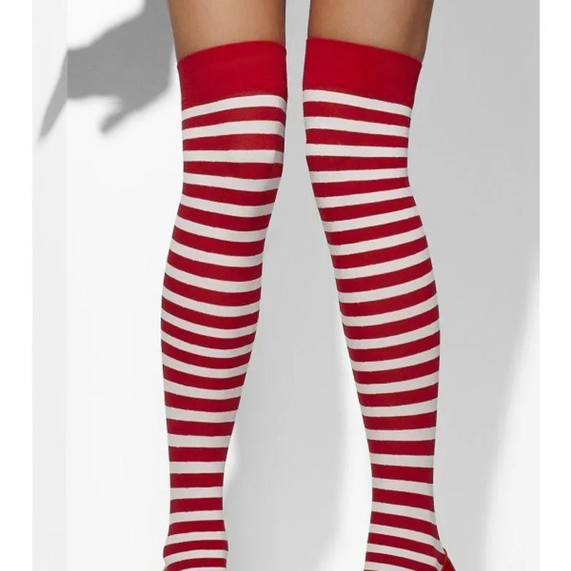 Opaque Hold Ups Adult Red Whte 42768